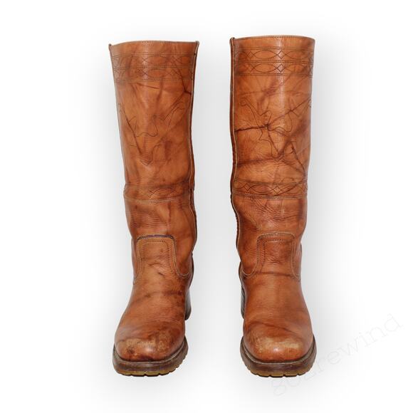 8.5 Frye Campus Stitching Horse Cowboy Boots Saddle Knee-High LugSole Western - Picture 6 of 16